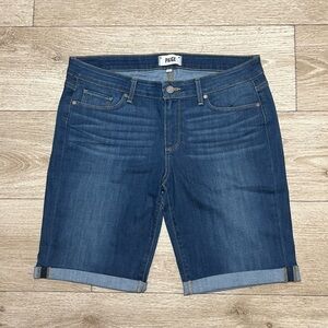 PAIGE Scheyla Roll Cuff Bermuda Denim Shorts Dark Blue Wash Size 31